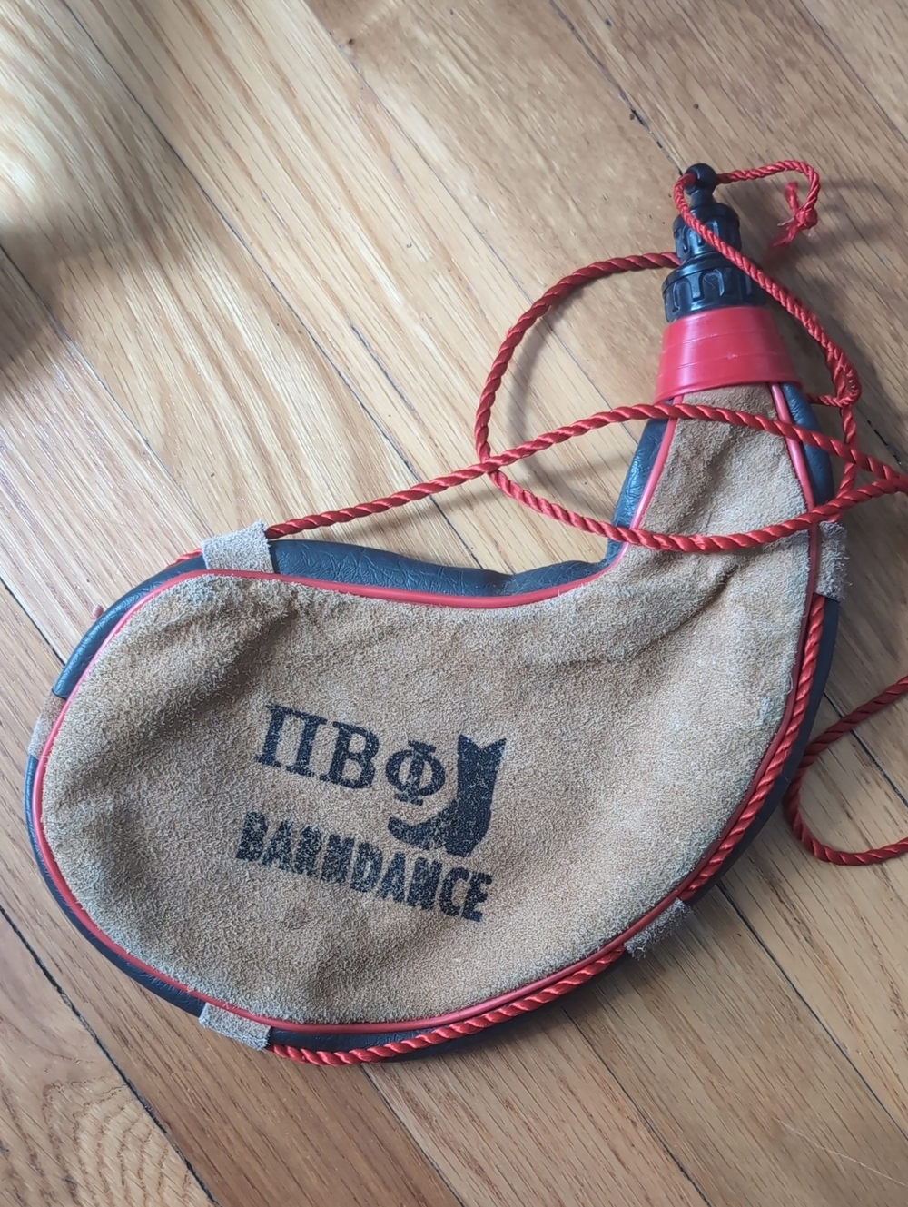 Leather Flask with Red Trim - BANDANCE Logo